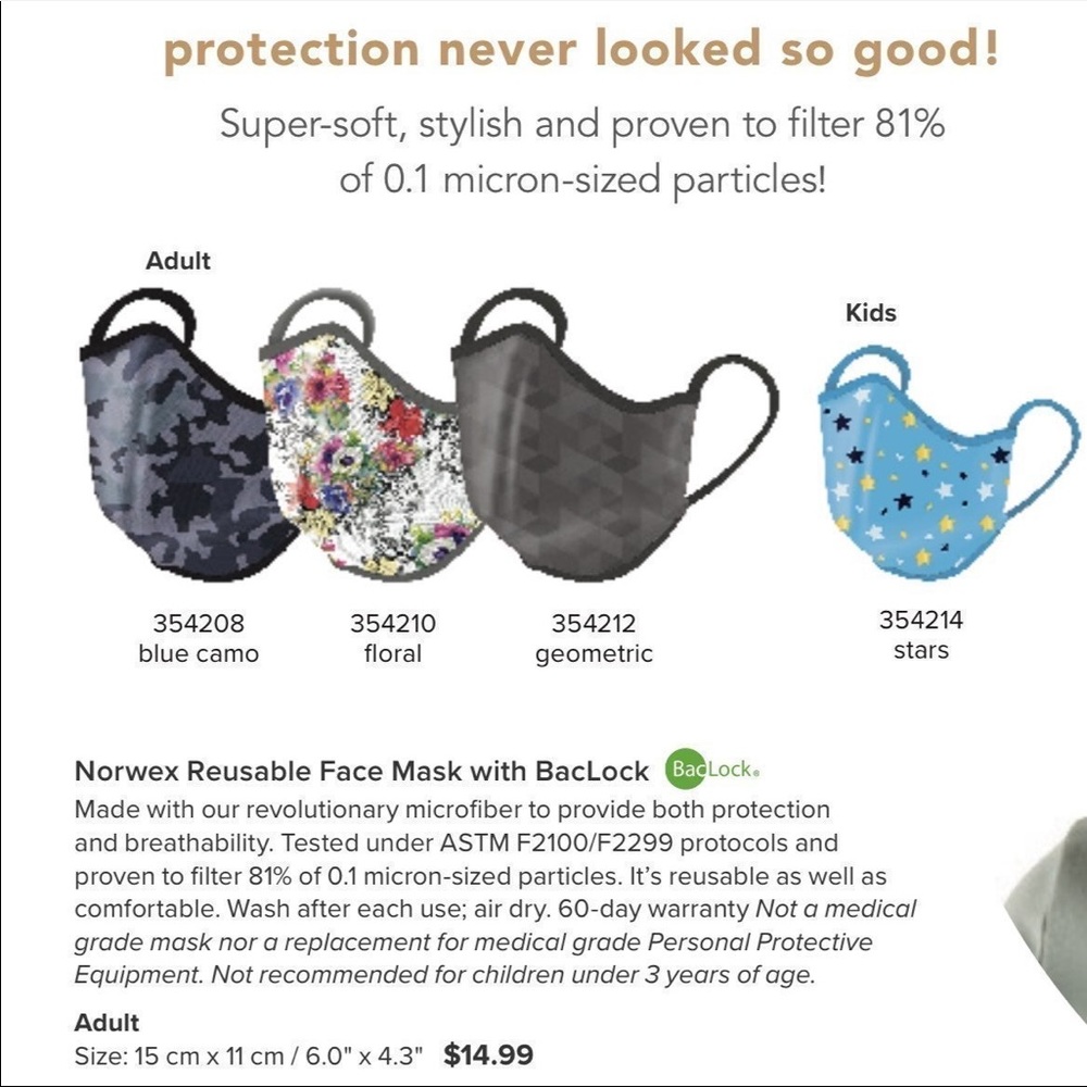 NORWEX Reusable face mask with BacLock gray purple tones NEW - Picture 5 of 6